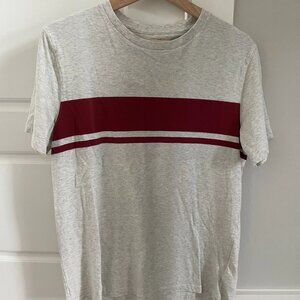 Old Navy Mens White Red Striped T-Shirt Soft-Washed Cotton